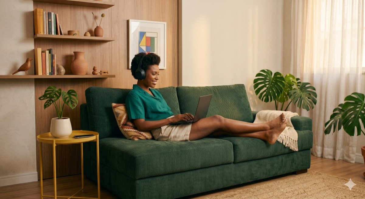 Pessoa simulando financiamento imobiliário no notebook